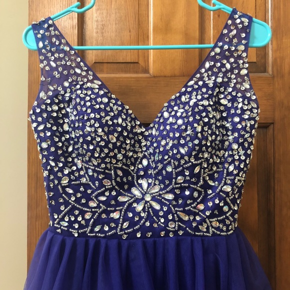 Homecoming / Prom Dress Beaded Dark Purple Silver - Picture 3 of 8